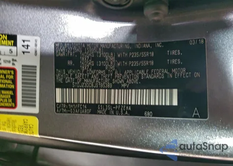 2018 Toyota Sienna Le из США, поврежденный, VIN 5TDJZ3DC8JS195389